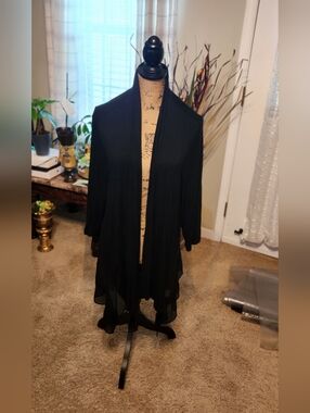 Black Open-Front Women's Cardigan